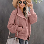 Fuzzy Fleece Jackets Oversized Open Front Coat Zipper Outwear(TTShop02) - Nadorine (Us Only)