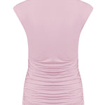 Nadorine Cross Wrap Tunic Ruched Tank Tops