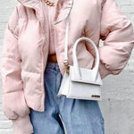 Women's Winter Long Sleeve Full Zipper Baggy Puffer Short Down Jacket Coat - Nadorine (Us Only)