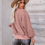 Fuzzy Fleece Jackets Oversized Open Front Coat Zipper Outwear(TTShop02) - Nadorine (Us Only)