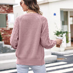 Lantern Sleeve Button Down Cable Knit Sweate - Nadorine (Us Only)