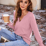 Nadorine Women's Long Sleeve V Neck Slim Fit T Shirts