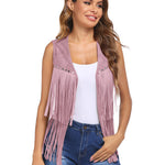 Nadorine Fringe Vest 70s Cowgirl Costume Faux Suede Rave