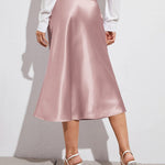Satin Zipper Elegant Work Skirts - Nadorine (US Only)