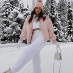 Women's Winter Long Sleeve Full Zipper Baggy Puffer Short Down Jacket Coat - Nadorine (Us Only)