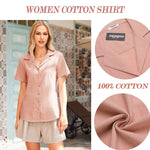 Nadorine Women's Button Down Short Sleeve Blouse