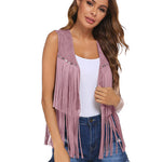 Nadorine Fringe Vest 70s Cowgirl Costume Faux Suede Rave