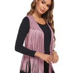 Nadorine Fringe Vest 70s Cowgirl Costume Faux Suede Rave