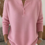 Helena | Henley Button Up Knit Sweater