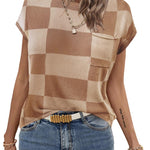 Nadorine Sleeveless Cape Sleeve Knit Ribbed Tank Tops