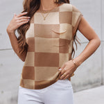 Nadorine Sleeveless Cape Sleeve Knit Ribbed Tank Tops