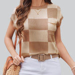 Nadorine Sleeveless Cape Sleeve Knit Ribbed Tank Tops