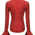 Women Bow Tie Neck Blouses Ruffle Long Sleeve Shirts Button-Down Office Work Casual Tops XS-3XL - Nadorine (Us Only)