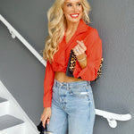 Zeagoo Women's V Neck Twist Hem Blouse Long Sleeve Crop Top Casual Button Shirts