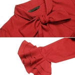 Women Bow Tie Neck Blouses Ruffle Long Sleeve Shirts Button-Down Office Work Casual Tops XS-3XL - Nadorine (Us Only)