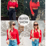 Zeagoo Women's V Neck Twist Hem Blouse Long Sleeve Crop Top Casual Button Shirts