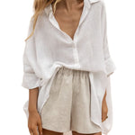 Nadorine 3/4 Sleeve Shirts Button Down Beach Cover Up