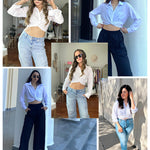 Zeagoo Women's V Neck Twist Hem Blouse Long Sleeve Crop Top Casual Button Shirts