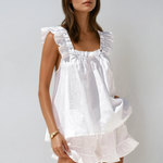 Sienna Holloway | Ruffle Linen Blend Shorts Set For Women