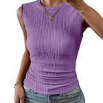 Nadorine High Neck Tank Top Casual Ribbed Knit Shirts