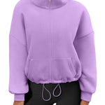 Zeagoo Womens Fleece Jacket Full Zip Crop Hoodie Long Sleeve Pullover Sweatshirts Oversized 2023 Fall Winter Coat