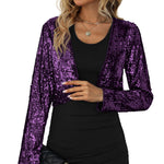 Sequin Shrug Glitter Bolero Jackets with Sparkly Blazer Long Sleeve Cropped Cardigan - Nadorine (Us Only)