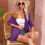 Nadorine Women's 3/4 Sleeve Draped Ruffles Cardigan