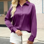 Nadorine Business Casual Satin Long Sleeve Shirts for Women Elegant Office Work Dressy 2026 | Under $40