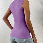 Nadorine High Neck Tank Top Casual Ribbed Knit Shirts