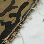 Vintage-style Olive Green Camouflage Denim Workwear Shorts