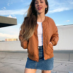 Nadorine Women's Quilted Bomber Jacket Casual Coat