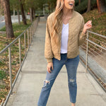 Nadorine Women's Quilted Bomber Jacket Casual Coat