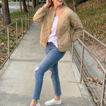 Nadorine Women's Quilted Bomber Jacket Casual Coat