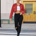 Long Sleeve Crop Denim Jacket - Nadorine (Us Only)