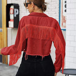 Long Sleeve Crop Denim Jacket - Nadorine (Us Only)