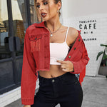 Long Sleeve Crop Denim Jacket - Nadorine (Us Only)