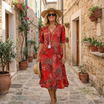 Rachel™ | Elegant Printed Midi Dress