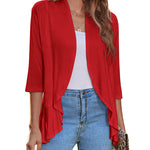 Nadorine Women's 3/4 Sleeve Draped Ruffles Cardigan