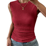 Nadorine High Neck Tank Top Casual Ribbed Knit Shirts