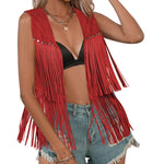 Nadorine Fringe Vest 70s Cowgirl Costume Faux Suede Rave