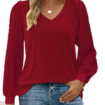 Nadorine Women's Blouses Dressy Casual V Neck Top