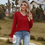 Nadorine Women's Blouses Dressy Casual V Neck Top