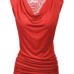 Ruched Cowl Neck Tank Tops - Nadorine (Us Only)