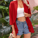 Nadorine Women's 3/4 Sleeve Draped Ruffles Cardigan