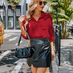 Nadorine Women's Button Down Shirt Long Sleeve Chiffon Blouse
