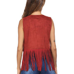 Nadorine Fringe Vest 70s Cowgirl Costume Faux Suede Rave