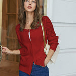 Nadorine Women's Button Down Crochet Sweater Cardigan