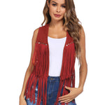 Nadorine Fringe Vest 70s Cowgirl Costume Faux Suede Rave