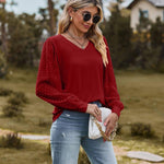 Nadorine Women's Blouses Dressy Casual V Neck Top