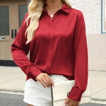Nadorine Business Casual Satin Long Sleeve Shirts for Women Elegant Office Work Dressy 2026 | Under $40